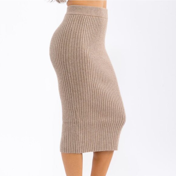 NWT Mystree Elastic Waist Ribbed Pencil Midi Skirt - Picture 4 of 4